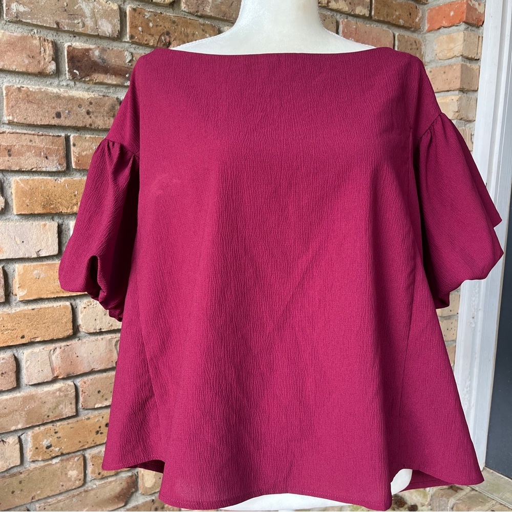 Entro Sz Medium Burgundy Off Shoulder Blouse